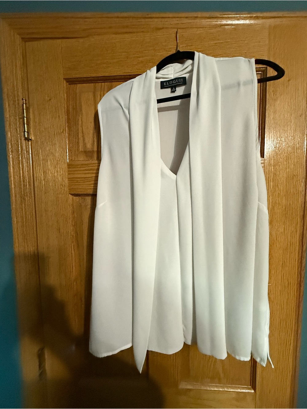 Eloquii White Sleeveless Drape-Front Camisole